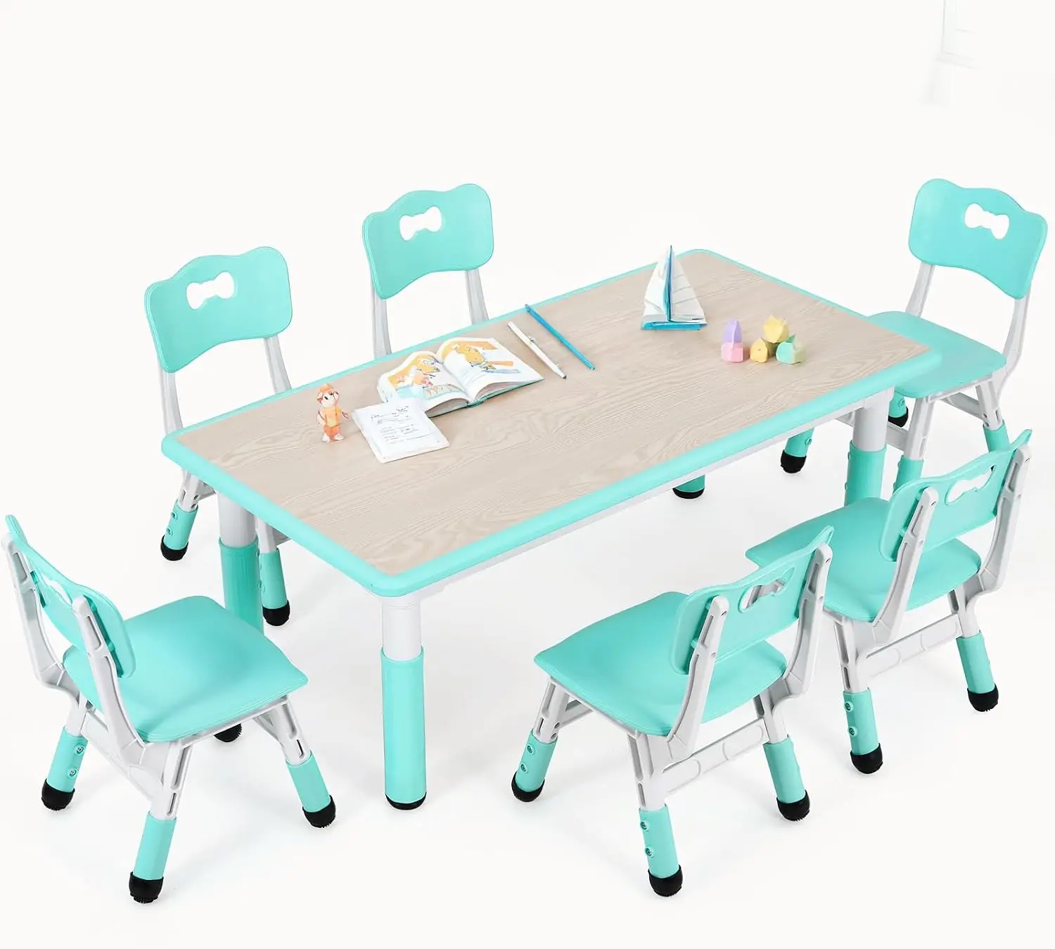Art Craft Preschool - Kindertafel en 6 stoelen set, in