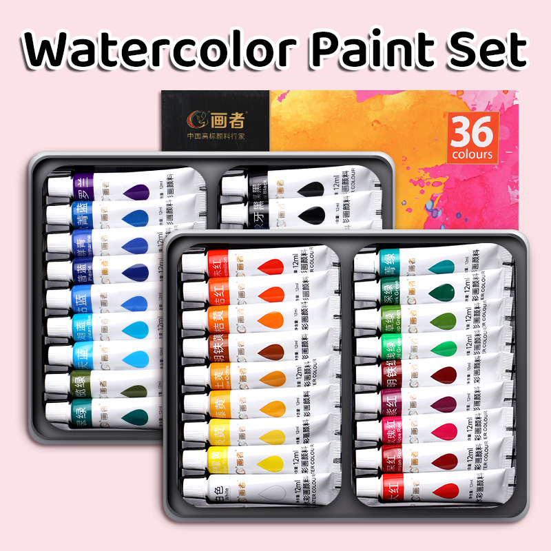 Art Craft Easy With Paper - 36 kleuren aquarelverfset, elk 12 ml