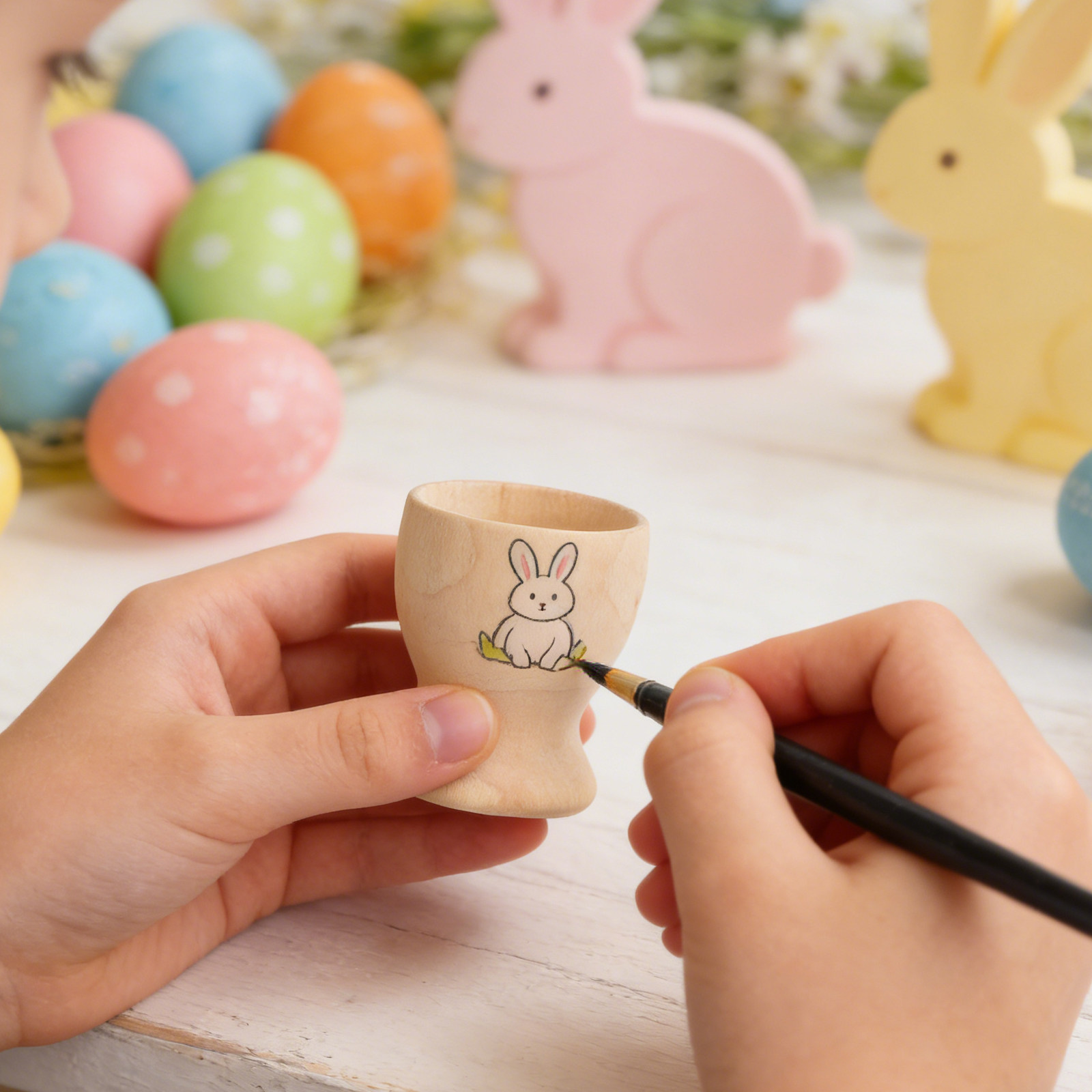Art Craft Preschool - 12 stuks blanco houten eierhouder in