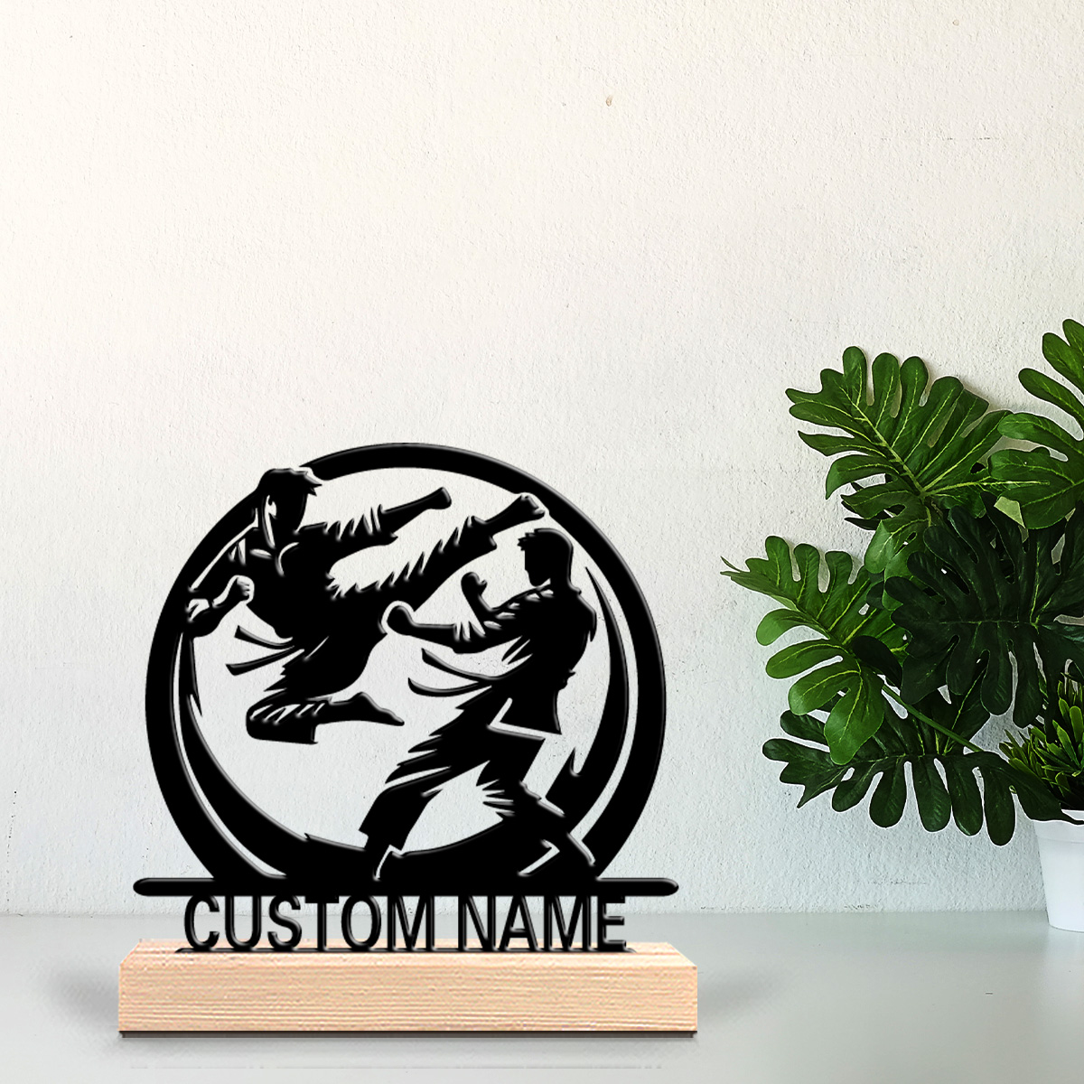 Art Craft Wood - 1 stuk modieus Taekwondo metalen beeldje