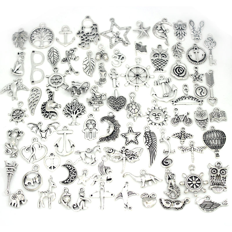 Art Craft Flower Making - 50 Stks/partij Tibetaanse Zilveren Gemengde Hanger