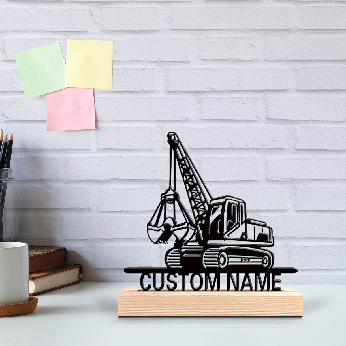 Art Craft Wood - 1 stuk tractor gepersonaliseerde letter blikken