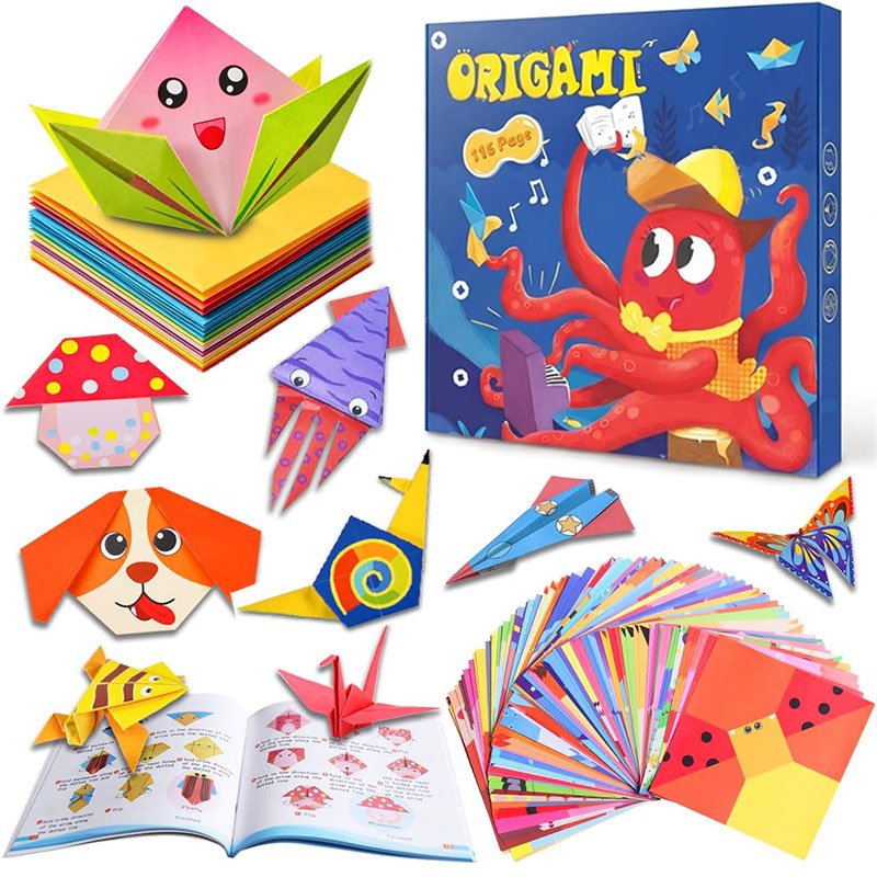 Origami Paper Set - Origami-papier knutselsets Begeleidingsboek DIY-kunstknutselspullen Kleurrijke vouwpapieren