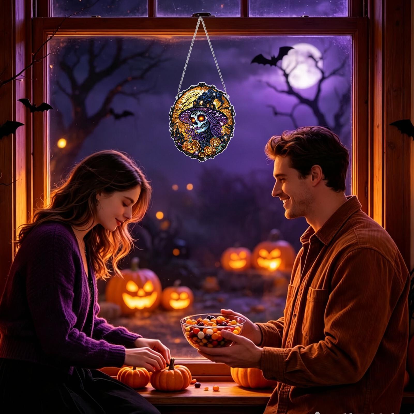 Art Craft Door - Rhinestone Schilderset Halloween Heks Kristal Ambacht