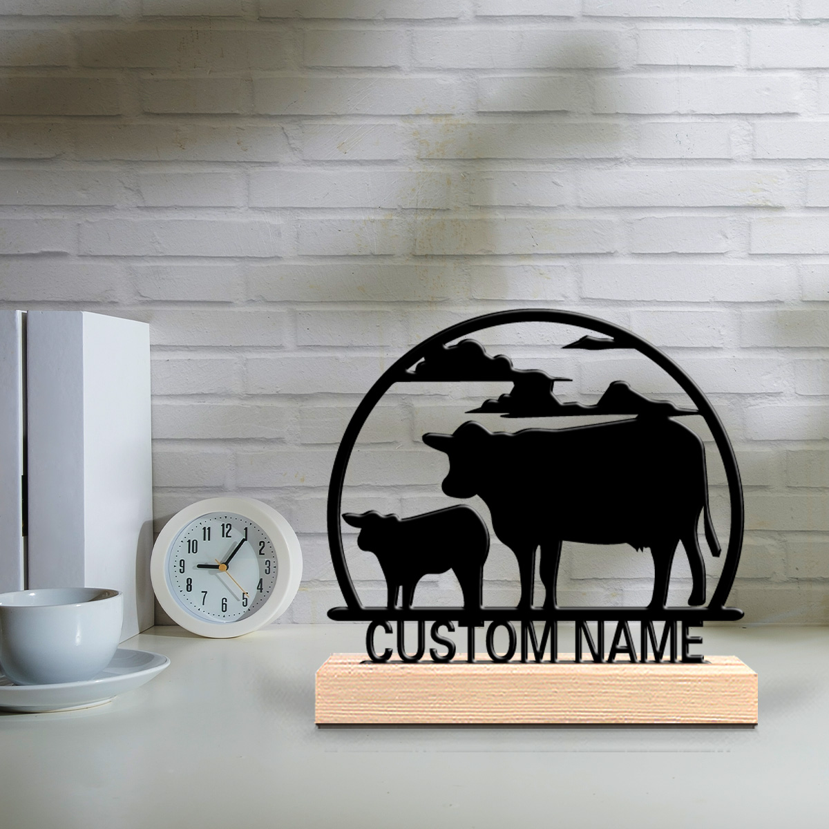 Art Craft Wood - 1 stuk Modieus Koe Aanpasbaar Naam