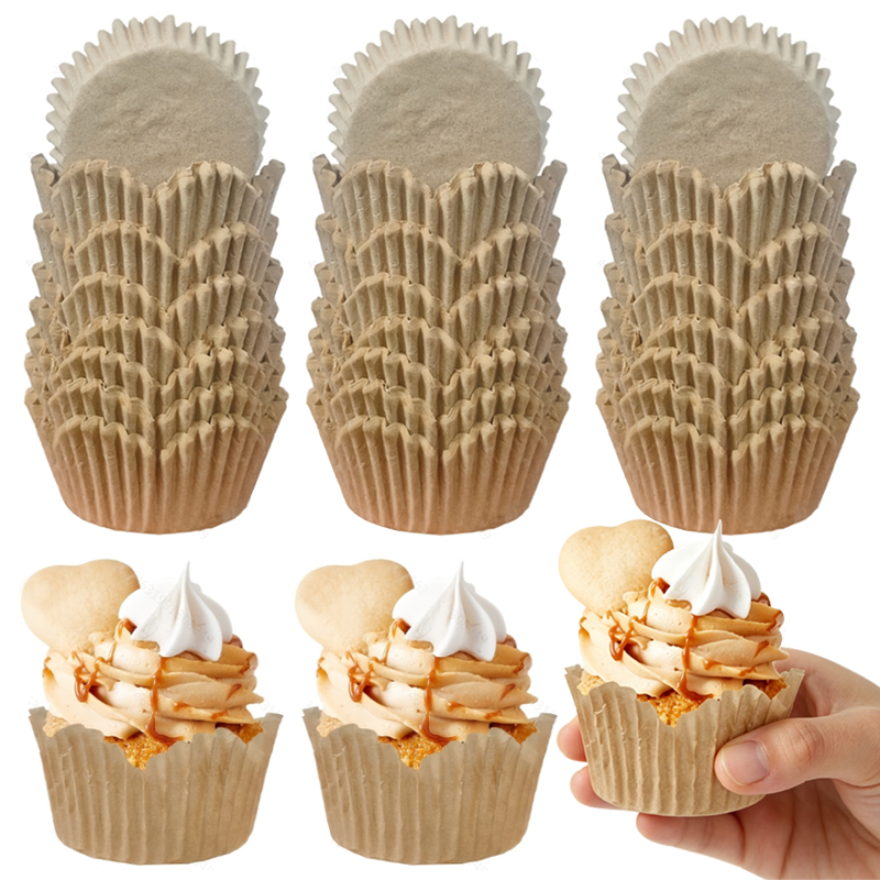 Art Craft Items - 150 stuks natuurlijke kleurige bloemvormige bakvormpjes,